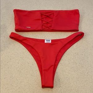 Alphalete red bandeau bikini
